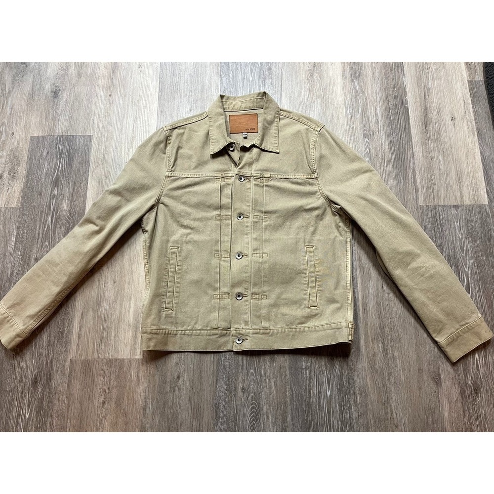 Vtg Y2K Jack Spade Khaki Trucker Jacket Denim Placket Front Men's Size XL